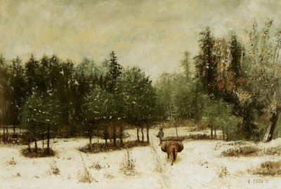 Ingresso nella foresta in inverno. Effetto neve, 1873 da Cherubino Pata